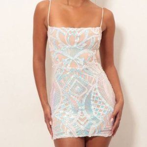 Lucy in the Sky Starstruck Dress in Nude Iridescent